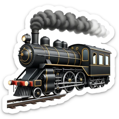 straight on view of an old-fashion steam train coming down the tracks sticker