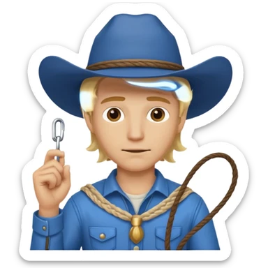 Cowboy blonde hair with blue hat and lasso sticker