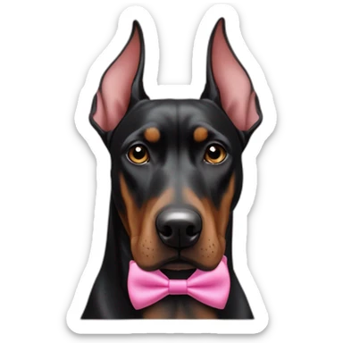 a-white-doberman-with-a-pink-bow-tie-on-the-neck,-a-black-doberman-on-its-left-and-a-brown-doberman-on-its-right sticker