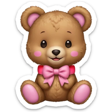 Cute teddy bear with a pink bow. sticker