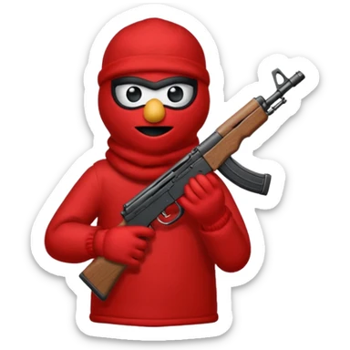 elmo with an AK47 and an bivakmuts sticker