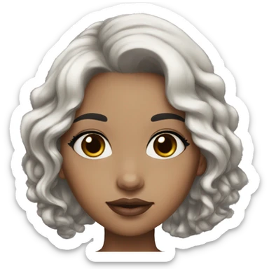 girl with black wavy hair and ivory skin and big brown eyes and long lashes and full lips sticker
