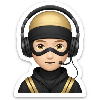 Make a customized emoji that has dj headphones on and a ninja outfit sticker