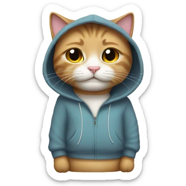 Cat wearing a hoodie and AirPods Max  sticker