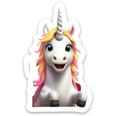 Unicorn driving fire truck crazy sticker