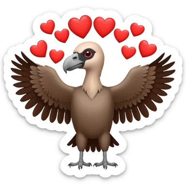 A vulture surrounded by hearts  sticker