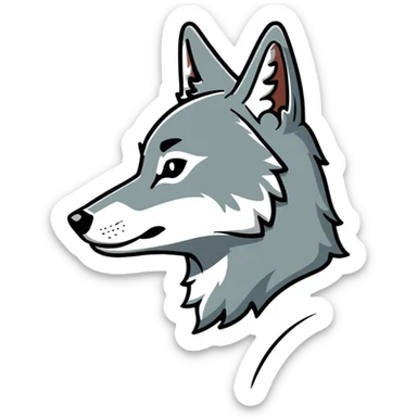 gray wolf profile, side view of head sticker