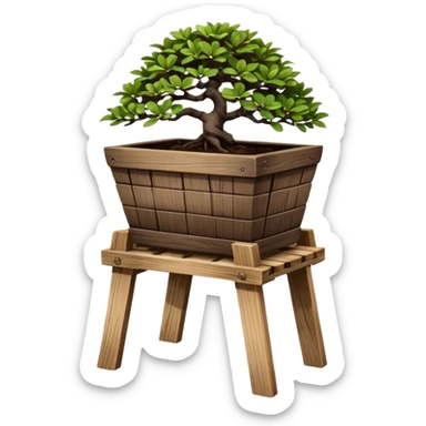 standing slanted bonsai pot Plant rack made from the wood of old oak pallets  sticker