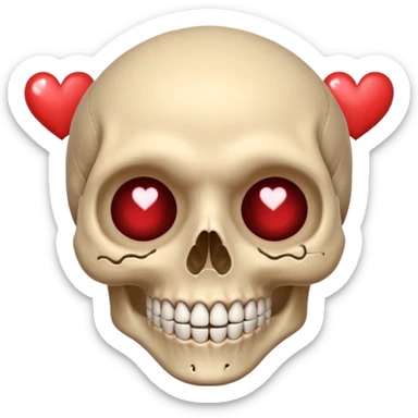 If it's not too difficult, draw a skull with a smile, and have hearts drawn in pencil in its eye sockets, with a transparent background. sticker