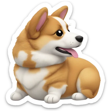corgi with stuffed animal sticker