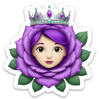Purple rose flower, silver circle plaque, silver tiara sticker