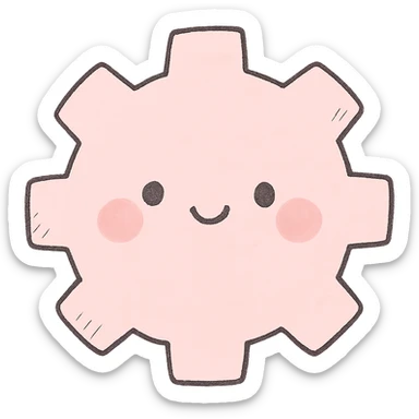 Create a soft and cute settings icon in a Japanese hand-drawn style with a soft pink color palette, matching the reference style. The icon should be suitable for a mobile home screen and have a transparent background. sticker