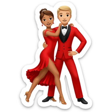 dancesport couple with red outfit sticker