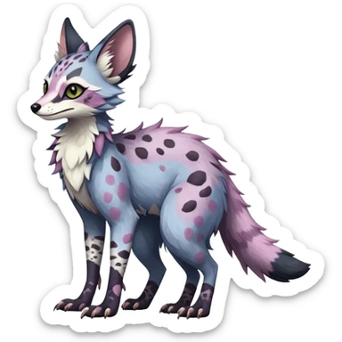 Feral Rare Fantasy dark pastel Vernid-Sergal-Genet-Trico-species by LiLaiRa, random markings, tufted tail, tufted ears, full body sticker