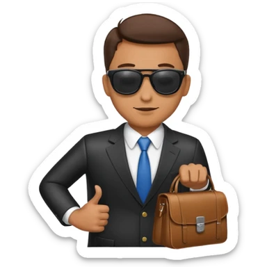 a businessman with sunglasses and a bag in his arm sticker
