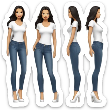 Adriana Lima dressing jeans with white Tshirt in high heels sticker