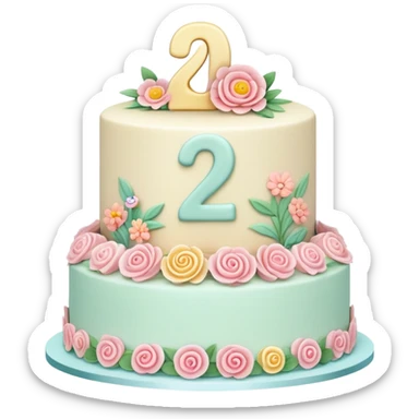 make a floral pastel cake that is aesthetic with the number 20 on it sticker
