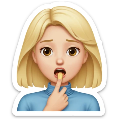 Blonde girl acting like she is choking herself sticker