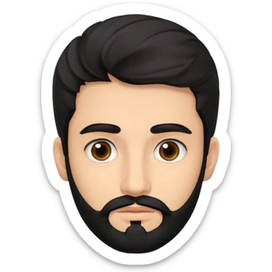 young fair skin Pakistani man with black beard wavy hair and thin brown eyes and thick eyebrows sticker