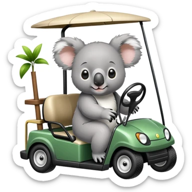 Koala in a golf cart sticker