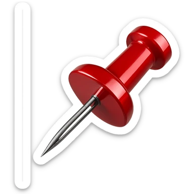 Make the pushpin chrome style with the red areas remaining red and shiny, no background. sticker