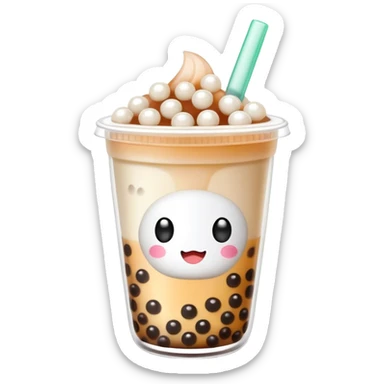 cute boba tea cup with tapioca pearls sticker
