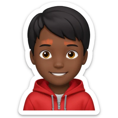 niño de 7 años, con pelo y piel negra. sudadera roja sticker