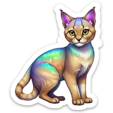 Colorful Neon Gothic exotic iridescent tropical shiny Fantasy-Siamese-Bobcat-Caracal-Scottish-Fold-feline-Fakémon-feline-hybrid (full body) sticker