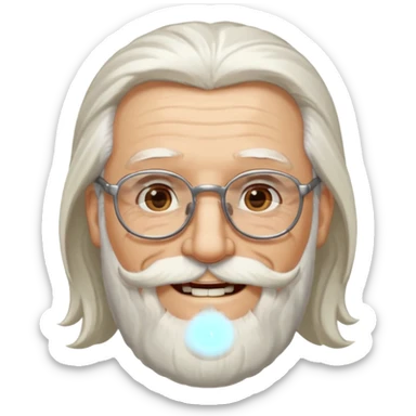 old man with long hair and beard wearing glasses sticker