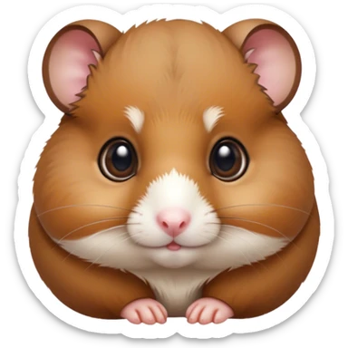 Cinematic Noble Brown Hamster Portrait Emoji, Poised and regal, with a tiny, compact build and a smooth, well-kept rich brown fur, deep-set soulful dark eyes, Simplified yet sharp and sophisticated features, highly detailed, glowing with a soft, dignified glow, high shine, intelligent and energetic, stylized with an air of miniature majesty, focused and attentive, soft glowing outline, capturing the essence of a watchful and confident rodent, so majestic it feels as though it could scurry out of the screen with effortless authority! sticker