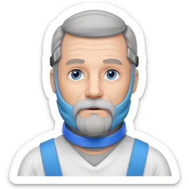Older man with a long beard, a hard neck brace, and blue eyes. sticker