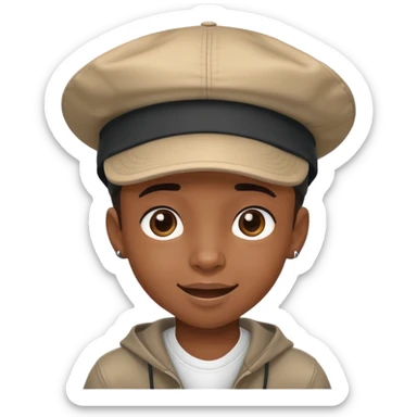 black kid with a hiphop hat, cheerful expression sticker