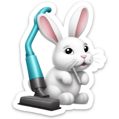Sleepy bunny vacuuming sticker