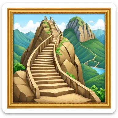Guatapé Rock Landmark Emoji – Depicting the monolithic rock with its zigzagging staircase. sticker