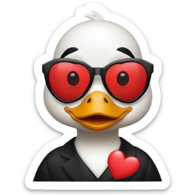 Make a frame emoji and inside it is a duck wearing red heart sunnies and the background is sky or anything blue make it like this 🌇 but what I described inside  sticker