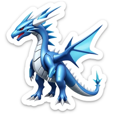  Cool Edgy Shiny Futuristic Ethereal Legendary Dialga-Digimon-Salamence-Kyurem-hybrid full body sticker