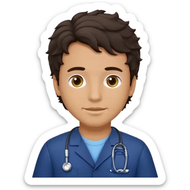 male dark brunette wavy hair navy scrub vet


 sticker