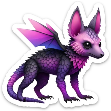 Cool Edgy Black-pink-purple-gradient badass Trico-animal-creature full body sticker