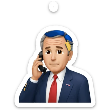  emoji of the world trade center with a plane crashed into it and george bush on a phone in front of them sticker