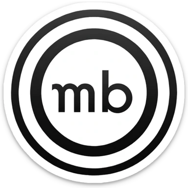 Black circle with “MB” written on in the middle of it. Nothing else no holes or anything. sticker