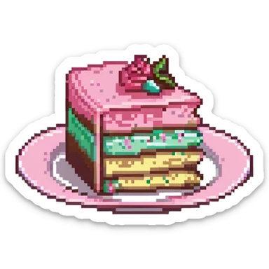slice of cake with pink frosting sticker