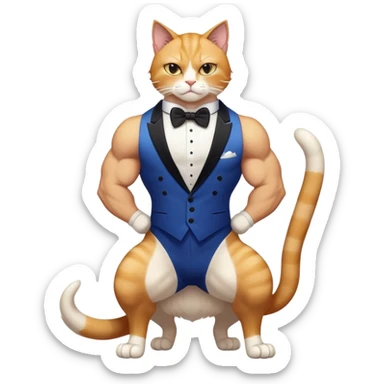 Super muscular Buff sigma Gigachad cat full body tuxedo colored  sticker