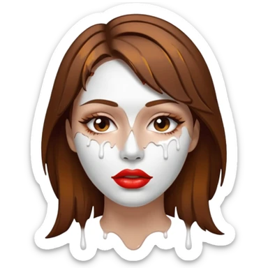 Brown Hair Woman , white paint , drip, face, hot  Sexy, lips sticker