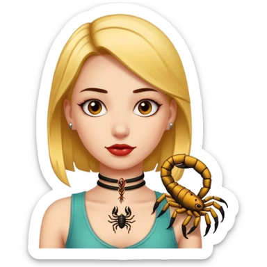 Girl with Scorpion Tattoo on the neck. sticker
