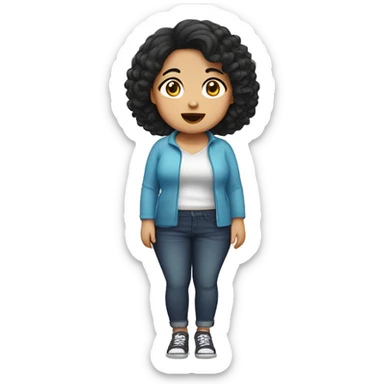 Southeast Asian girl, overweight, with black curly hair sticker
