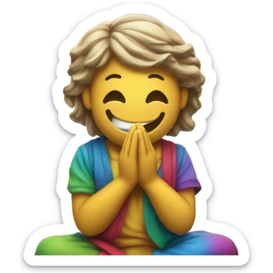 Praying to Logo”: A smiley with hands clasped in prayer, looking up at the marketplace logo, symbolizing hope for good sales. sticker