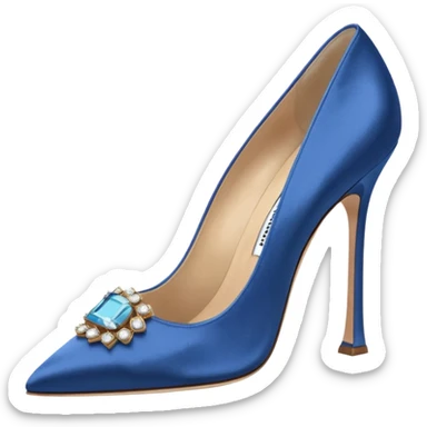 manolo blahink one pair 90's satin pump with jewellry at front blue sticker