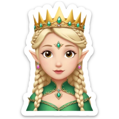 royal elf princess, elegant side braid, jeweled crown sticker