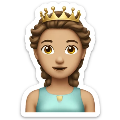 Girl with brown hair and a crown  sticker
