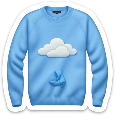 sky-blue wool sweater with light fabric folds and soft shading, casual style, Knitten. sticker